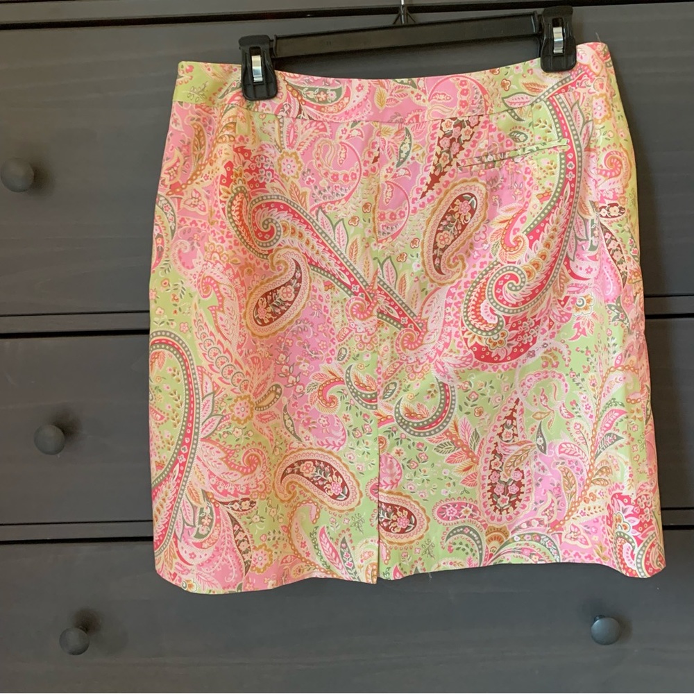 Talbots Pink / Multicolored Paisley Mini Skirt 14 Petite